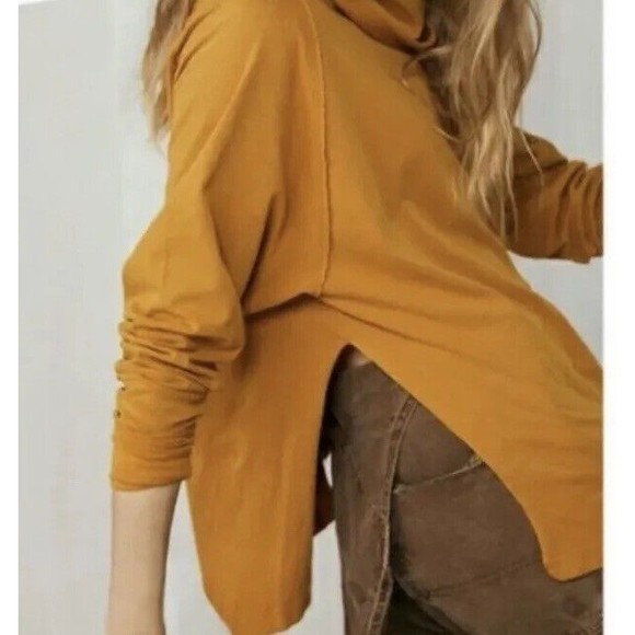 Free People Don't You Want Me Wine Cowl Neck Tunic Side Slit Oversized Small Red - Picture 2 of 12